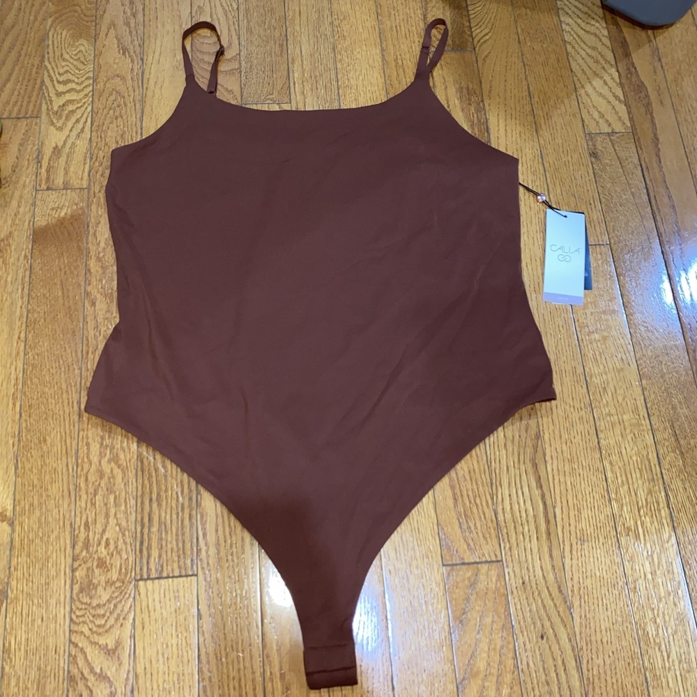 CALIA Women's Inspire Tank Cami Bodysuit Red Brown XXL Sleeveless Stretch‎